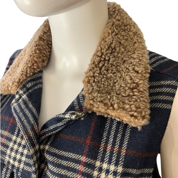 Vintage Breeches Navy Plaid Lambswool Button-Down Vest Size L - Picture 3 of 9